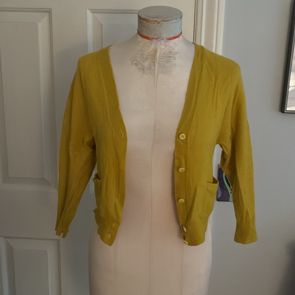 J crew cashmere gold/yellow cardigan